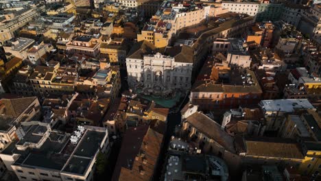 trevi fountain in rome, italy - beautiful cinematic drone shot