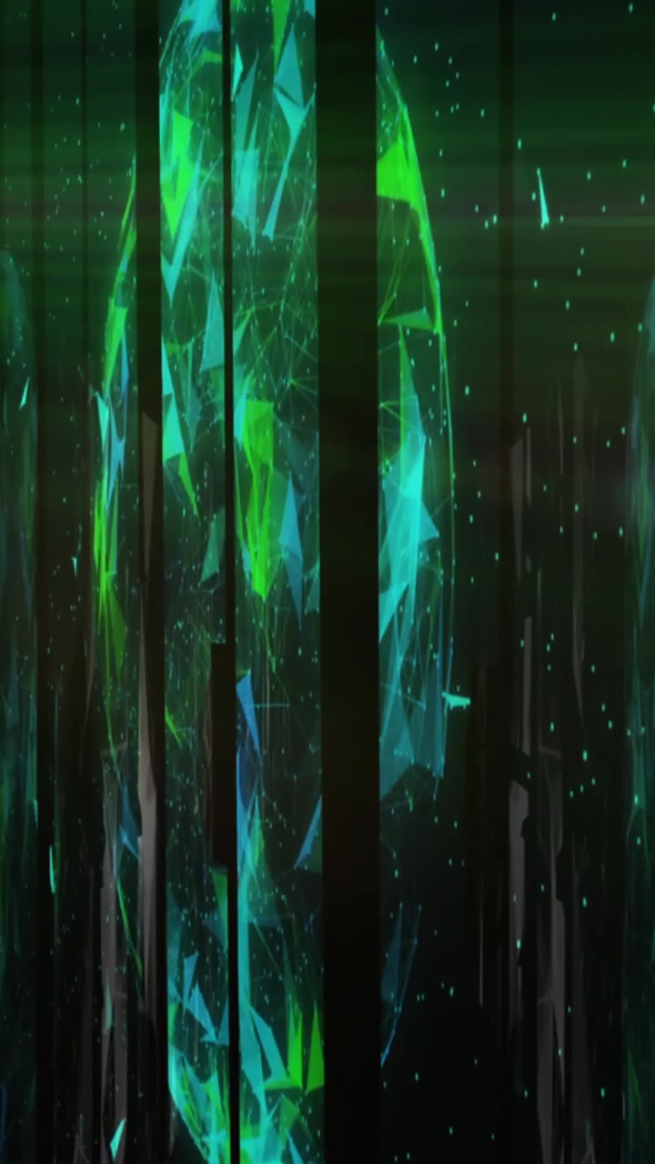 Animation sich bewegender Formen auf schwarzem Hintergrund