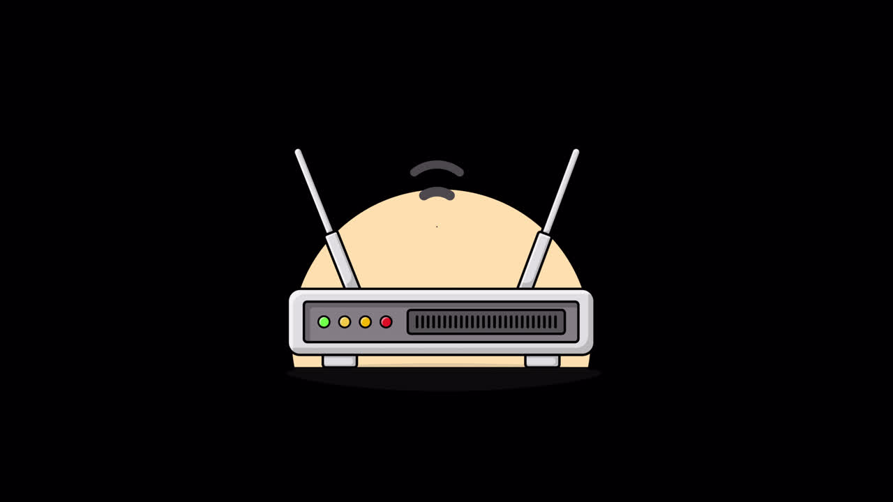 Router Wi-Fi animato che emette segnale