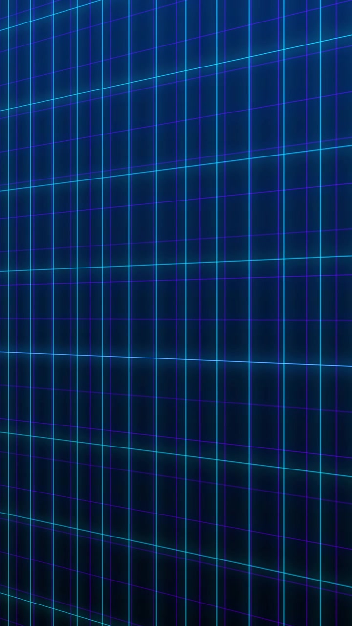 Abstract Glowing Blue Grid Moving Through Digital Space