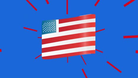 Animation-Der-Amerikanischen-Flagge-Auf-Blauem-Hintergrund