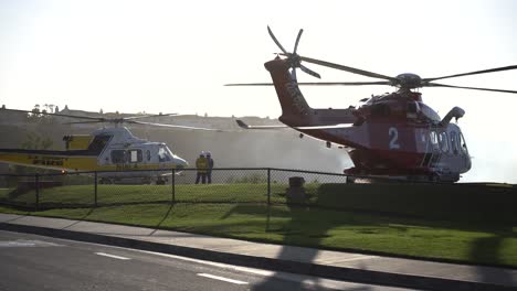 fire department helicopters at helipad