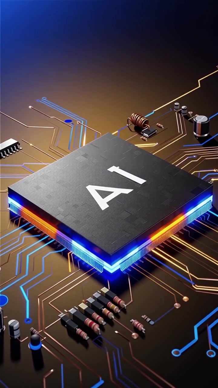 Futuristic AI Chip Motherboard Technology Background
