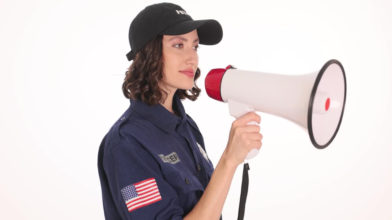 Police officer with megaphone