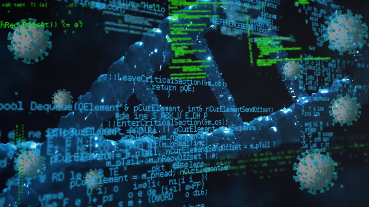 녹색 바탕에 있는 인간 뇌의 디지털 모델에 대한 수학적 방정식의 애니메이션