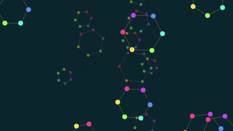 elementos de hexágonos voladores con puntos y líneas de arco iris