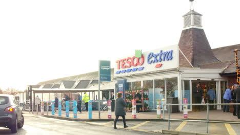 exterior view of tesco supermarket entrance