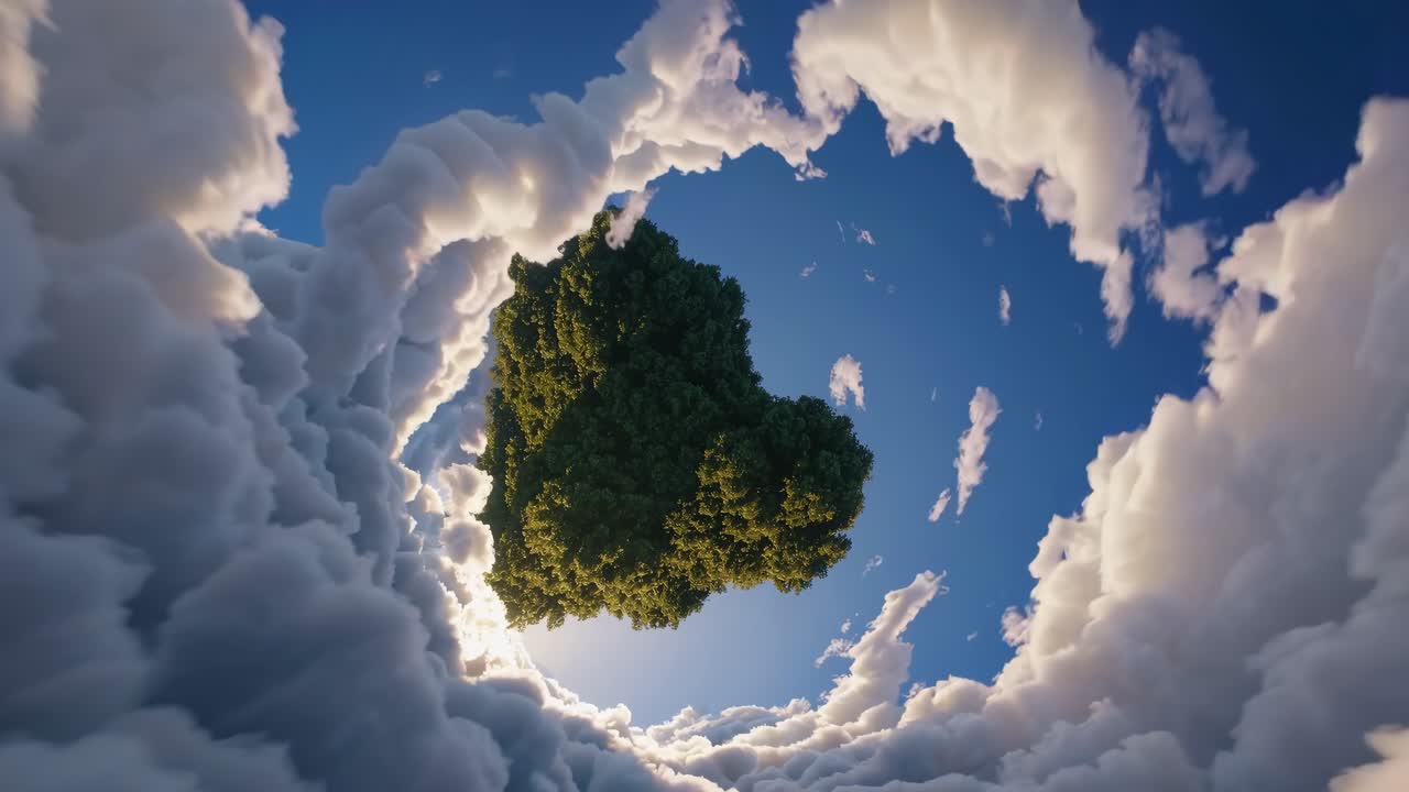 Dreamy Tree Surrounded by Clouds