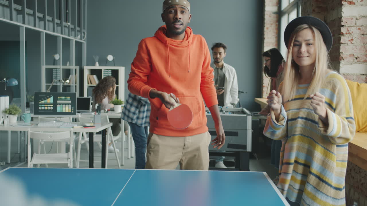 Ping Pong Break in Modern Office