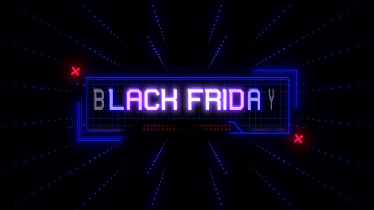 hud 요소가 있는 컴퓨터 화면의 검은 금요일