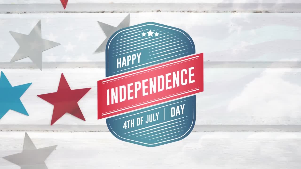 feliz día de la independencia, 4 de julio texto en la insignia