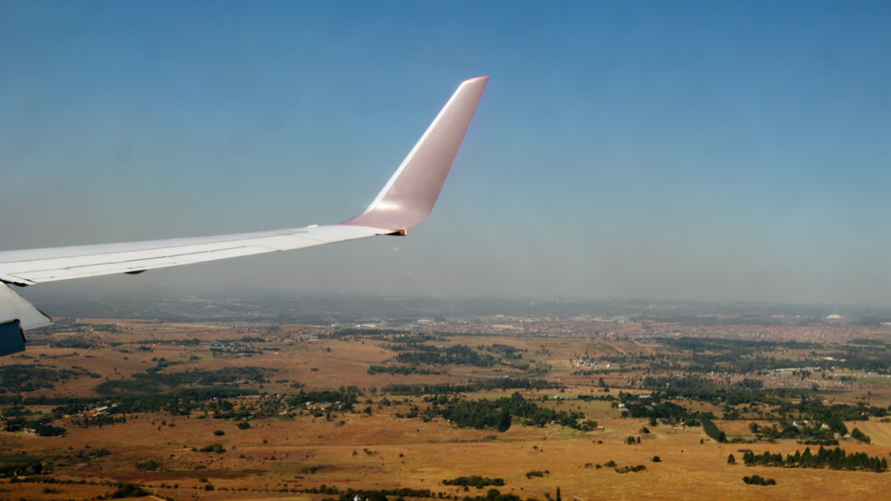 Airplane wing view during flight