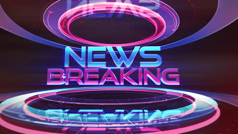 animation text news breaking and news intro graphic with lines and circular shapes in studio