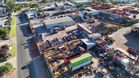 drone view of an industrial area on a sunny day.