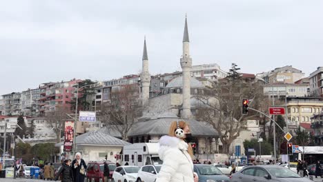 istanbul mosque and city street view