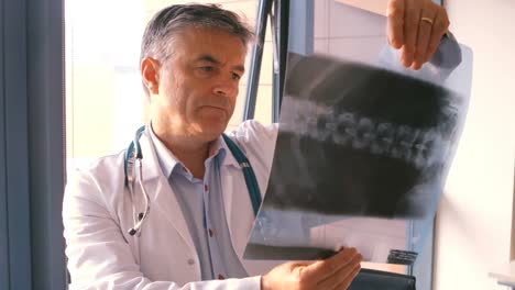 doctor checking a x-ray report