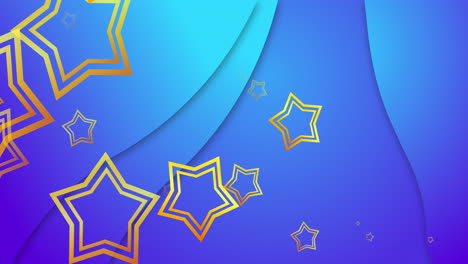 animation of golden stars floating over abstract textured pattern blue gradient background