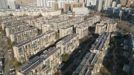 an aerial view captures a residential area in linyi, shandong province, china, embodying the concepts of modernity, urbanization, and the rapid growth of cities