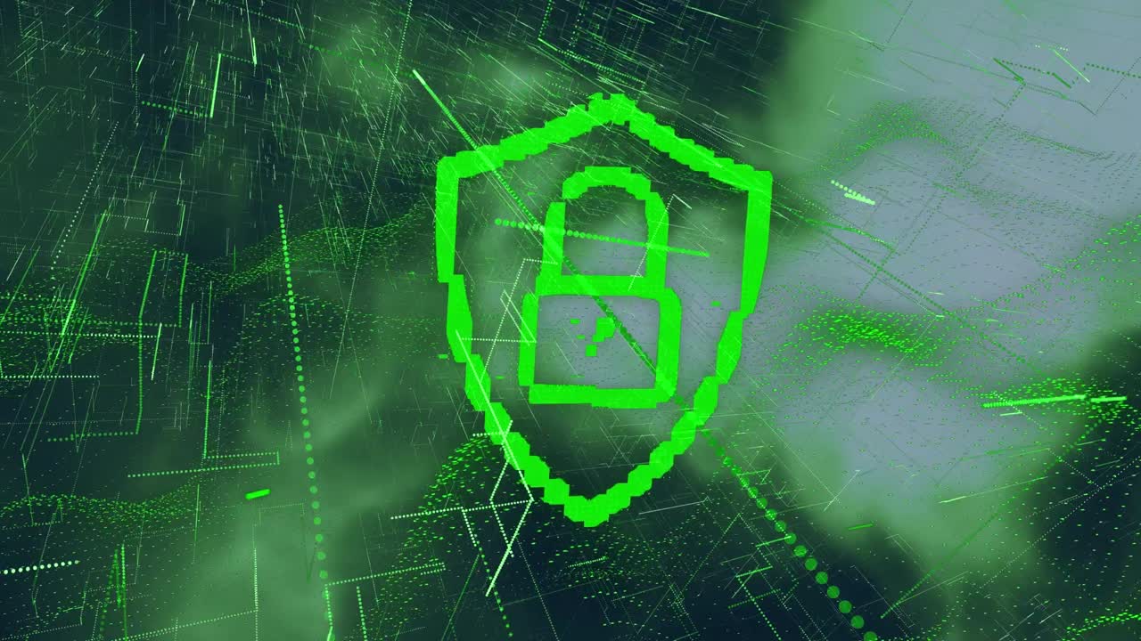 animación de un candado sobre un fondo oscuro