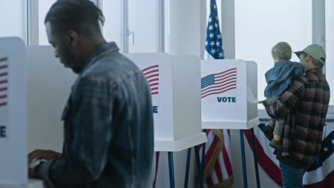 diverse voters at a polling place