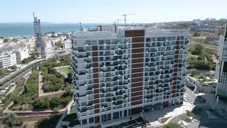 aerial view of a modern apartment building in lisbon, portugal