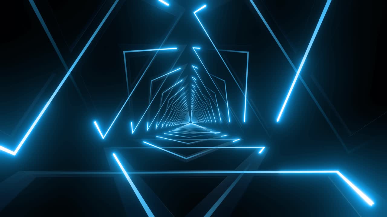 Tunnel di luce blu al neon