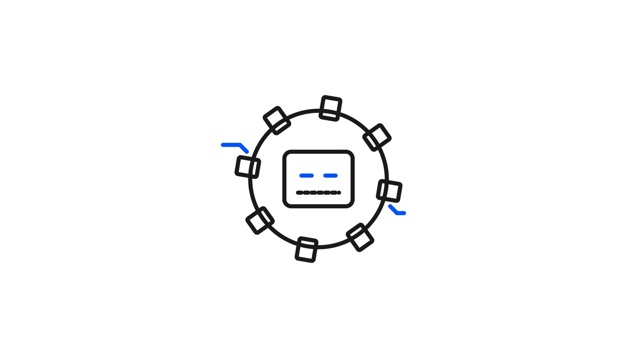 Icono animado de cara de robot minimalista con elementos giratorios