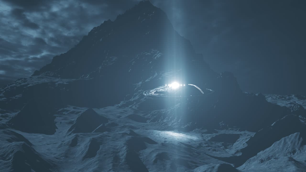 UFO Over Mountain at Night