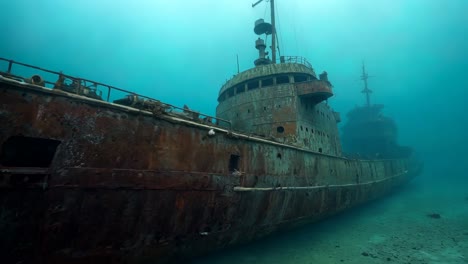 rusty underwater shipwreck