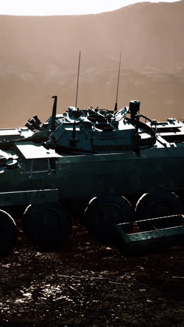 military vehicle in a desert setting