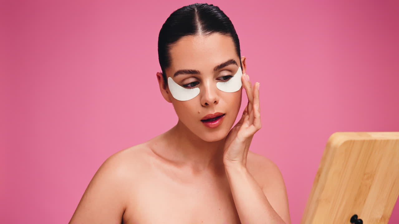 Woman Applying Eye Patches