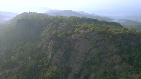 Aerial-view-of-prehistoric-volcano-of-Nglanggeran,-Yogyakarta,-Indonesia