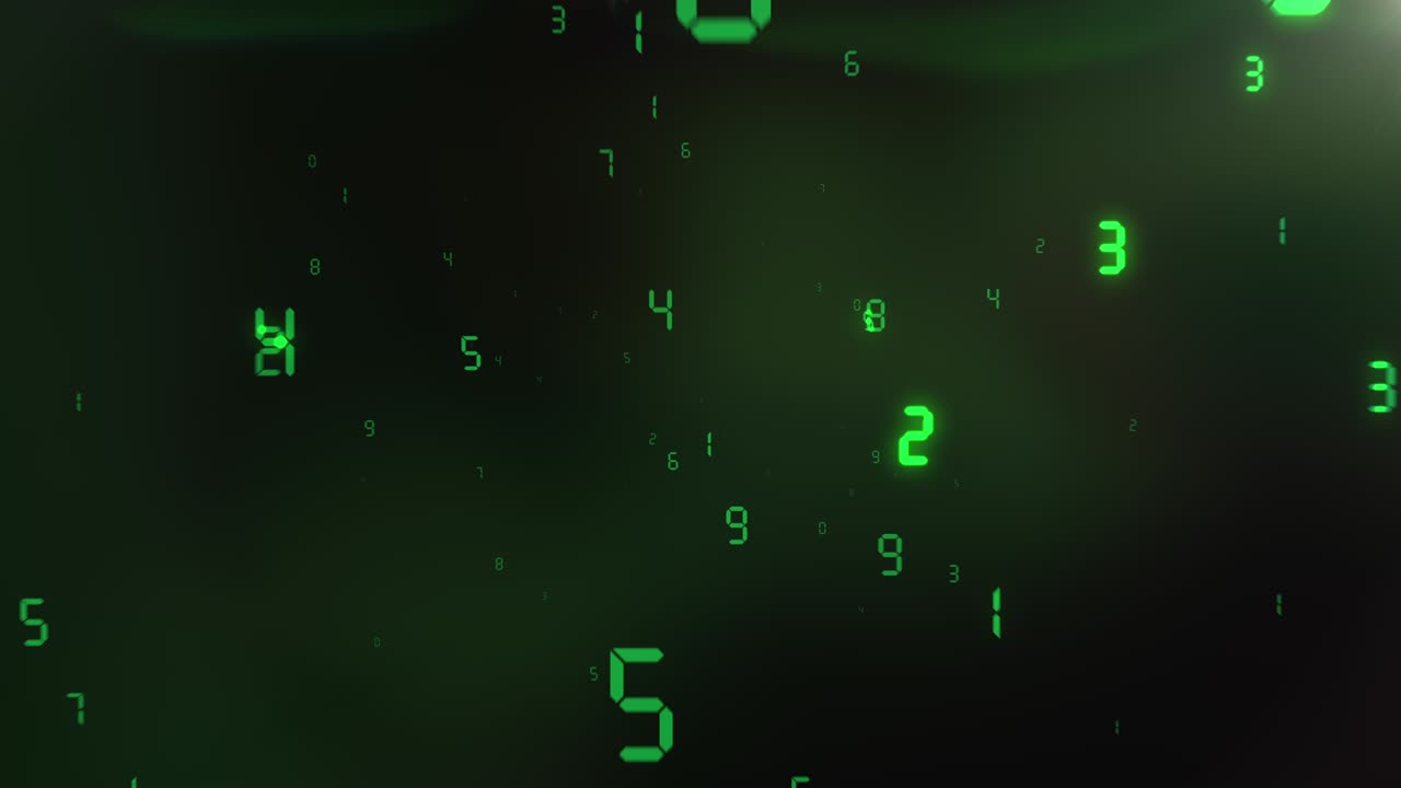 números verdes brillantes que vuelan.