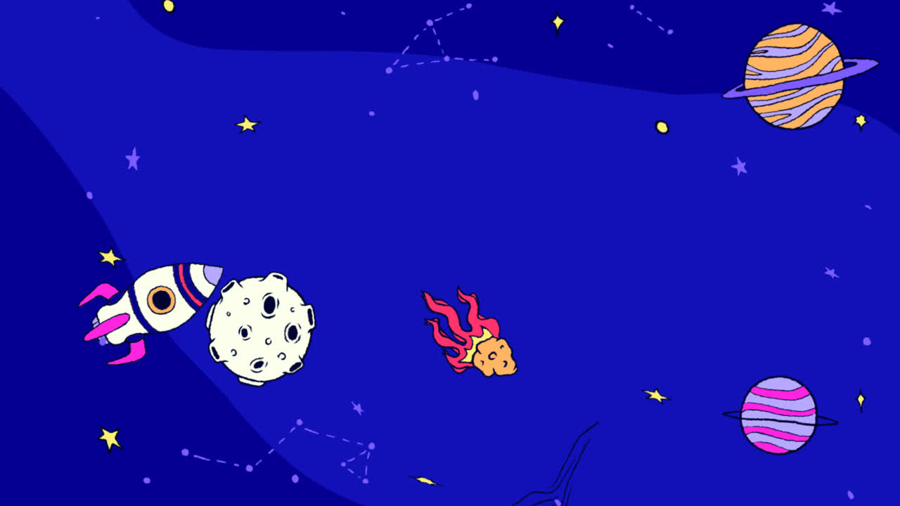 Motion Graphic of Hand drawn galaxy background