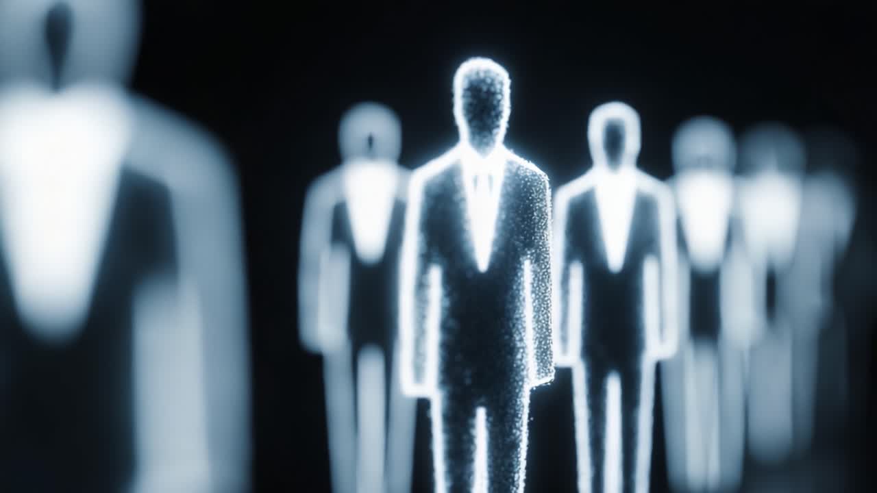 Mysterious Figures Glowing in the Shadows: An Intriguing Exploration of Ethereal Human Silhouettes in a Digital Realm of Shadows and Light