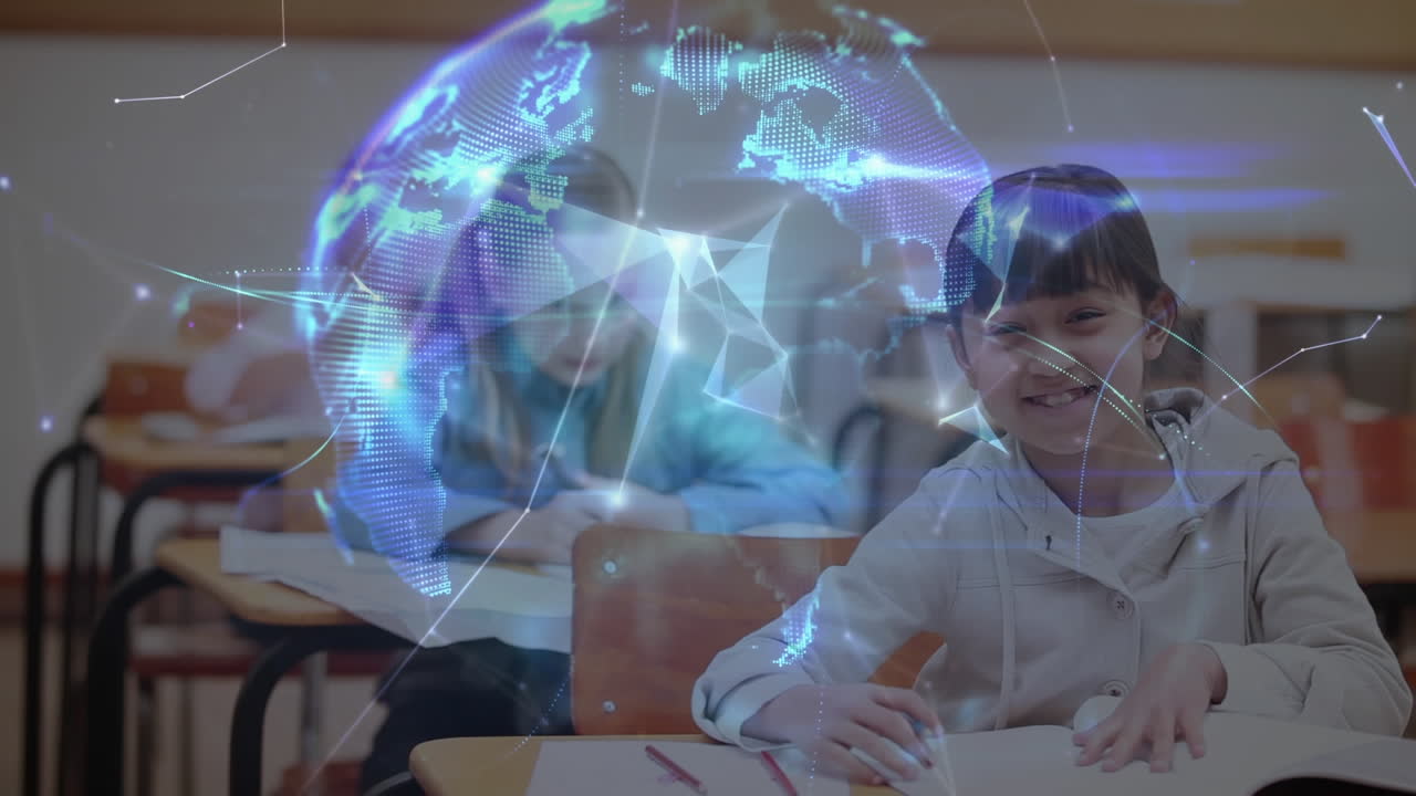 animación de la red de conexiones sobre la escritura de las escolares