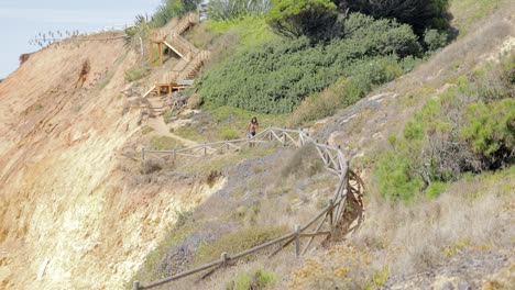 woman walking up on nature