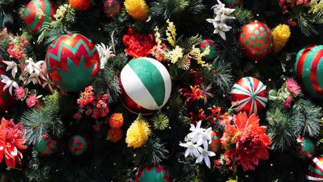 christmas tree in front of the st mary's cathedral, sydney, australia. detail of the christmas decorations.