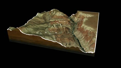 el gran cañón de estados unidos mapa de terreno 3d renderizado animación de bucle de 360 grados