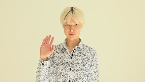 Woman waving