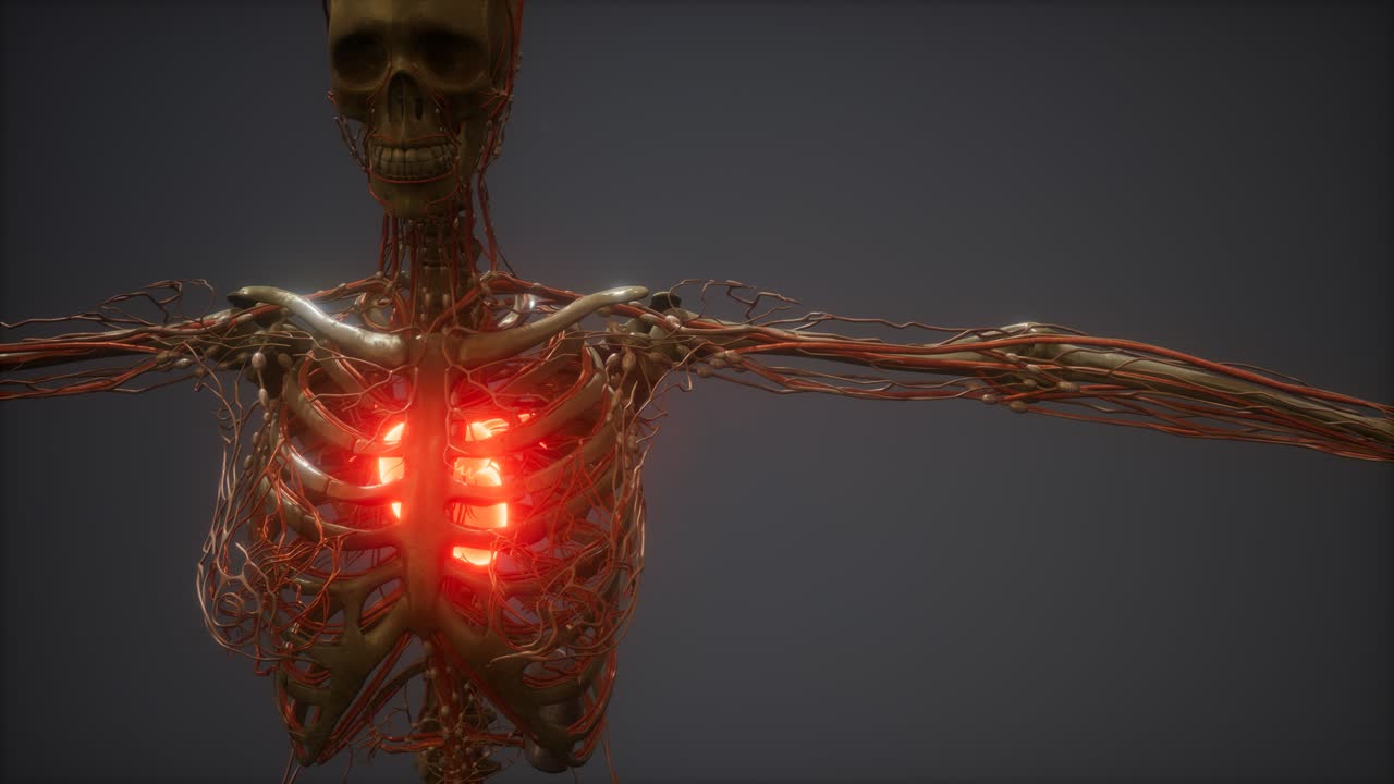 animación cg de un corazón humano enfermo