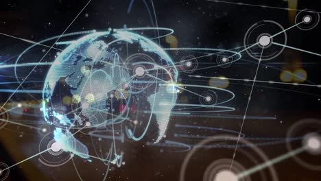 animación de la red de conexiones a través de tráfico rápido y globo