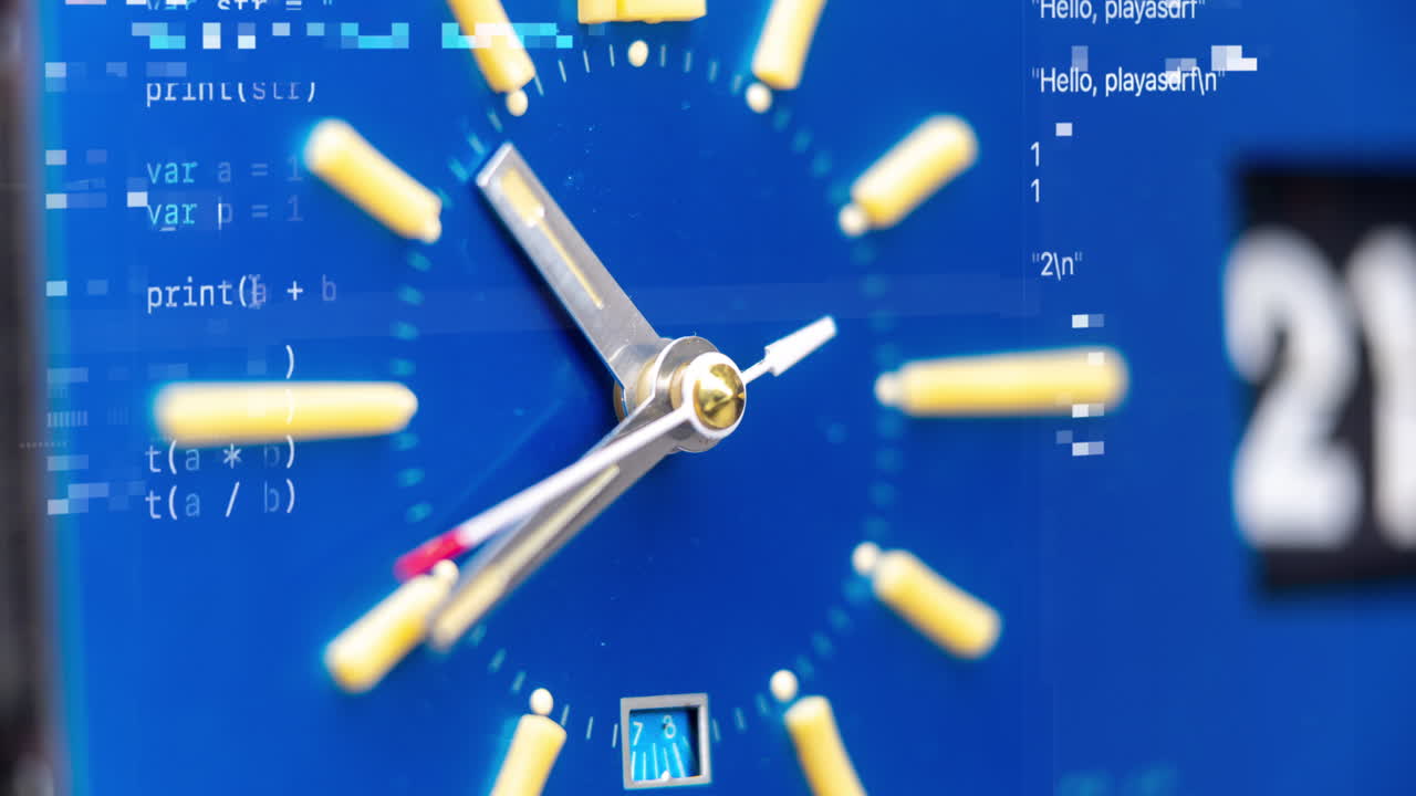 reloj retro azul fresco en movimiento de parada