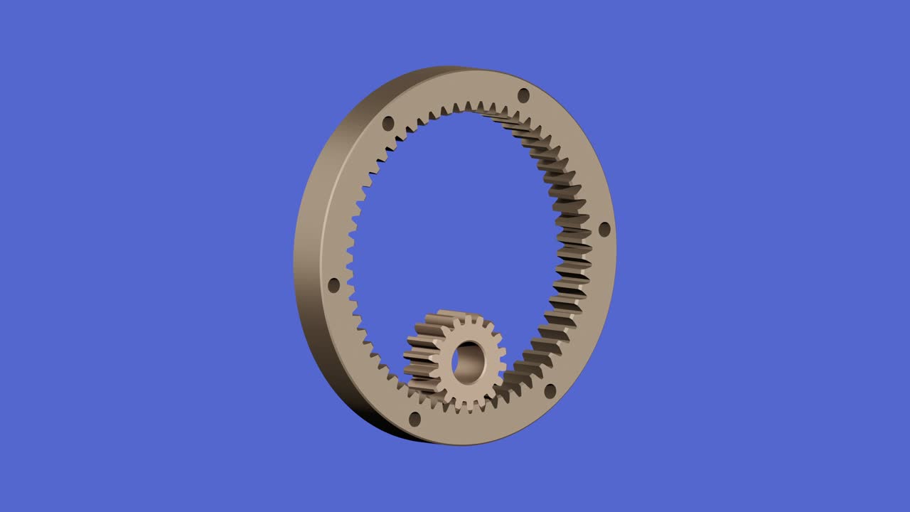 피니온 기어 및 내부 기어, 기계 부품, 4k 비디오 애니메이션