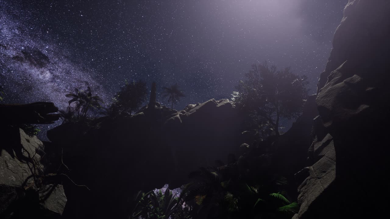 모래석 협곡 벽 위에 있는 은하계