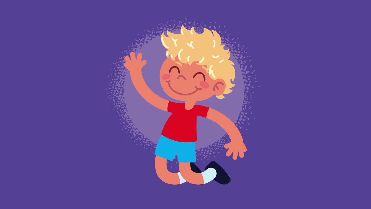 animação de personagens de meninos loiros felizes