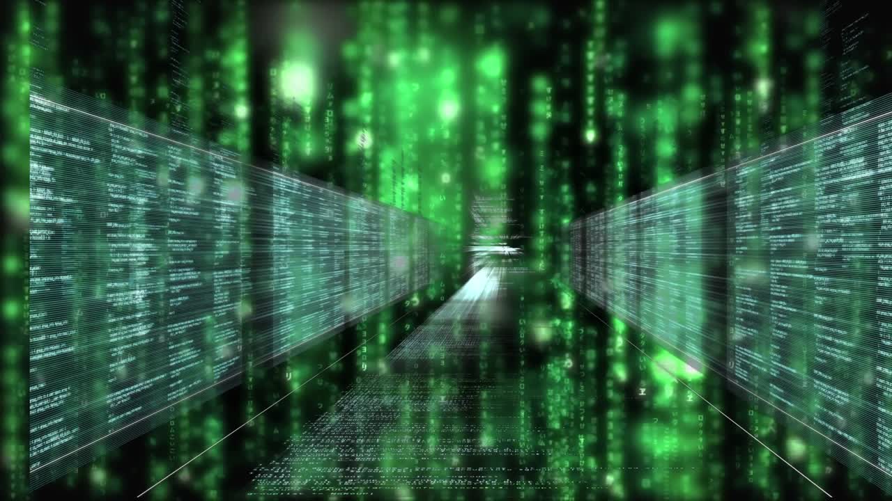Animation of data processing over seascape