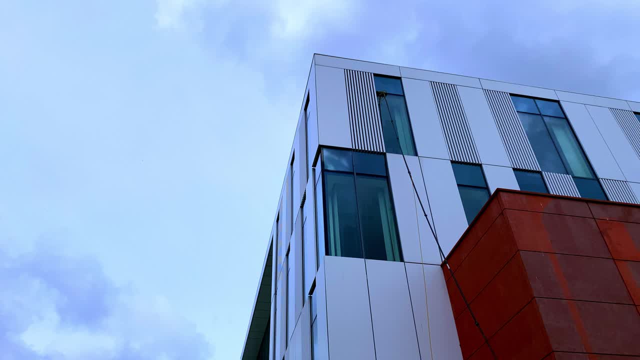 Commercial office cleaning. Water fed pole window cleaning. Working at height