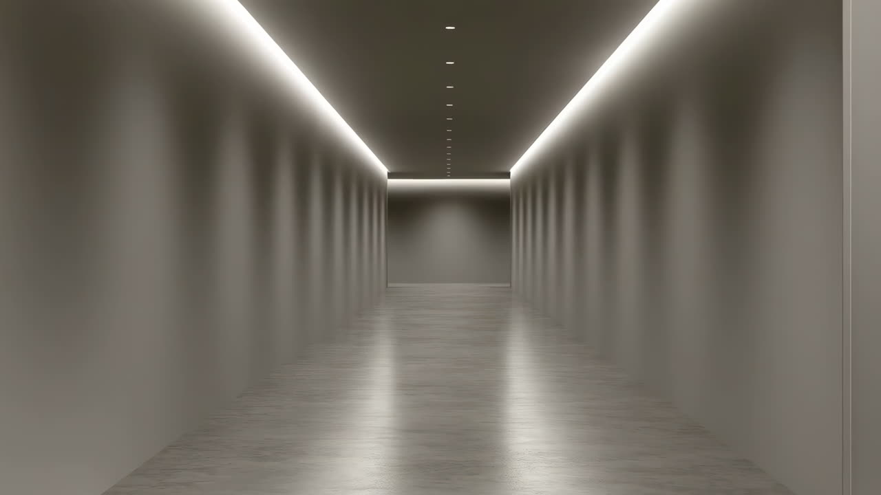 Long Modern Corridor with Minimalist Lighting
