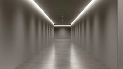long modern corridor with minimalist lighting